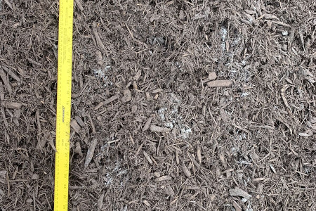loose chocolate brown mulch by the bucket