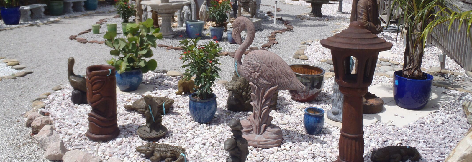 Rock garden with statues